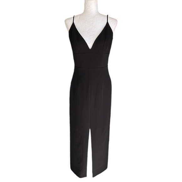 Bardot Dianna Black Front Slit Midi Dress - L - Picture 6 of 16